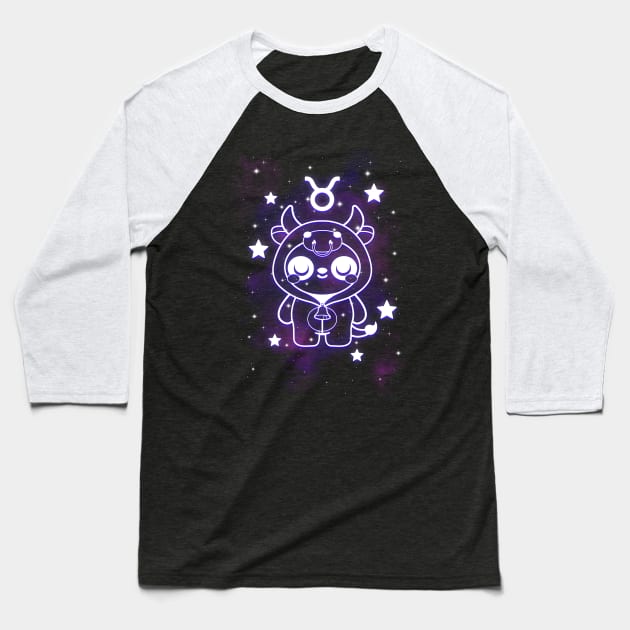 Taurus kawaii zodiac sign Baseball T-Shirt by NemiMakeit